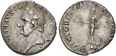 Empire romain - Roman Empire VITELLIUS (69-69), AR denier, 69, Tarraco. D/ A VITELLIVS IMP GERMANICVS T. l. à g. R/ VICTORIA IMP GERMAN Victoire deb. à g. sur un globe, ten. une couronne et une palme.