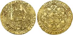 Pays-Bas méridionaux - Southern Netherlands VLAANDEREN, Gent in opstand tegen Philips II (1581-1584), AV gouden nobel, 1582. Met wapen van Frans van Alençon in de banier. Vz/ MO:- AVREA· RESTAVR· METR