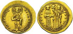 Ancient Coins Théodora (1055-1056), AV histamenon, Constantinople. Droit : Le Christ debout de face sur un souppedion, tenant les Evangiles. Revers : Théodora et la Vierge debout de face, tenant entre