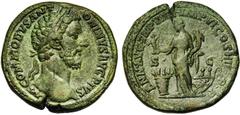 Roman Coins COMMODE Auguste (177-192), AE sesterce, 183-184, Rome. Droit : M COMMODVS ANTONINVS AVG PIVS Tête l. à droite. Revers : ANN AVG PM TR P VIIII IMP VI COS IIII PP/ S-C Annona debout à gauche