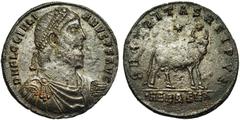 Roman Coins JULIEN II Auguste (360-363), AE 1, Héraclée. Droit : D N FL CL IVLI-ANVS P F AVG B. diad., drapé, cuirassé à droite. Revers : SECVRITAS REI PVB/ ·HERACL·A Taureau à droite. Au-dessus, deux