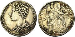 World Coins ITALIE, FLORENCE, Alexandre de Médicis, duc (1532-1537), AR teston, s.d. Coins de Benvenuto Cellini. Droit : ALEXANDER· M·-·R· P· FLOREN· DVX· B. à gauche, tête nue. Revers : ·S· COSMVS·-·