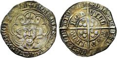Medieval ECOSSE, Robert III (1390-1406), AR groat, avant 1403, Edimbourg. Monnayage lourd. 2e émission. Droit : B. couronné de face dans un polylobe interrompu à la base et orné de trèfles. Revers : V