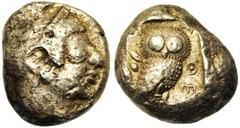 Greek and Celtic Coins ATTIQUE, ATHENES, AR tétradrachme, 500-482 av. J.-C. Droit : Tête casquée d'Athéna à droite. Revers : AΘE Chouette à droite, tête de face. A gauche, feuilles d'olivier et fruit.