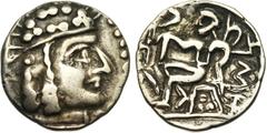 Ancient East SOGDIANE, YUEH CHI, AR tétradrachme, après 130 av. J.-C. Imitation des tétradrachmes d'Euthydémos Ier de Bactriane. D/ T. diad. du roi de Sogdiane à d. R/ Héraclès assis à g., ten. sa mas