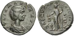 ROMAN COINS COLLECTION : Pertinax - Maximus JULIA MAESA (†225), grand-mère d''Elagabal, AE sesterce, Rome. D/ IVLIA MAESA AVG B. dr. à d. R/ SAECVLI FELICITAS/ S-C Felicitas deb. à g., sacrifiant avec