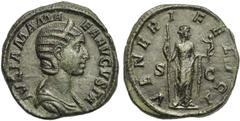 ROMAN COINS COLLECTION : Pertinax - Maximus JULIA MAMAEA (†235), mère de Sévère Alexandre, sesterce, 224, Rome. D/ IVLIA MAMA-EA AVGVSTA B. diad., dr., à d. R/ VENERI FELICI Vénus deb. à d., ten. un s