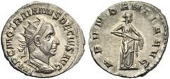 ROMAN COINS COLLECTION : Gordien Ier - Allectus TRAJAN DECE (249-251), AR antoninien, Rome. D/ IMP C M Q TRAIANVS DECIVS AVG B. r., dr., cuir. à d. R/ ABVNDANTIA AVG Abundantia deb. à d., vidant une c