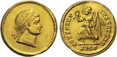 ROMAN COINS COLLECTION : Dioclétien - Basiliscus CONSTANCE II César (324-337), AV solidus, 326, Ticinum. D/ T. diad. à d. R/ CONSTANTIVS CAESAR/ SMT Victoire à g., ten. une couronne et une palme. RIC 