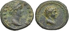 ROMAN PROVINCIAL COINS CHYPRE, Faustine l''Ancienne divinisée, AE bronze. D/ ΘEA ΦAV-CTEINA B. dr. à d. R/ M ΓΑΛEPIOC ANTNINOC AYTOKPATOPOC ANTONINOC YIOC B. dr. de Galerius Antoninus à d. C. 2. 12,4