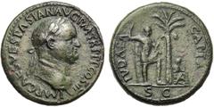 ROMAN EMPIRE VESPASIEN (69-79), AE sesterce, 71, Rome. D/ IMP CAES VESPASIAN AVG P M TR P P P COS III T. l. à d. R/ IVDAEA- CAPTA/ SC Une captive juive assise à d. sous un palmier dattier. A g., l''em