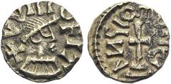 OSTROGOTHS - MEROVINGIANS MEROVINGIENS, tremissis d''électrum, vers 660-675, Quentovic. Monétaire Anglus II. D/ + VVICO FIT B. stylisé à d. R/ ANGLO MONET Croix sur deux degrés. Belfort 4966; Prou 113