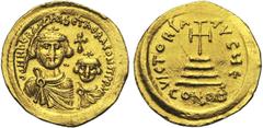 BYZANTIUM (part I) Héraclius (610-641), AV solidus, 613-616, Constantinople. Off. . D/ B. d''Héraclius et d''Héraclius Constantin de f., portant la couronne cr. Entre leurs t., une croix. R/ VICTORIA