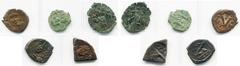 BYZANTIUM (part II) lot de 5 bronzes: Justinien II, 1er règne, 1/2 follis, Constantinople; follis, Syracuse (2); Léonce, follis et 1/2 follis, Constantinople. Sear 1262, 1294, 1298, 1334, 1334. Beau F