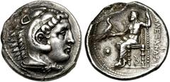GREEK WORLD ROYAUME DE MACEDOINE, Alexandre III le Grand (336-323), tétradrachme, 315-310 av. J.-C., "Pella". D/ T. d''Héraclès à d., coiffé de la dépouille de lion. R/ ΑΛΕΞΑΝΔΡΟY Zeus aétophore assis