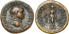 ROMAN EMPIRE VESPASIEN (69-79), AE sesterce, 71, Rome. D/ IMP CAES VESPASIAN AVG PM TR P PP COS III T. l. à d. R/ LIBERTAS PVBLICA/ S-C Libertas deb. à g., dr., ten. un pileus dans la main d. et une v