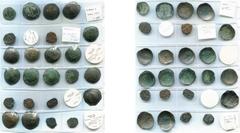 BYZANTIUM lot de 24 p.: Andronic Ier Comnène (1183-1185), trachy, Constantinople (4); tetarteron, Constantinople et Thessalonique; Isaac II Ange (1185-1195), trachy (10) et tetarteron (3), Constantino