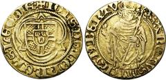 Charles V : old find of gold coins LIEGE, Principauté, Jean de Hornes (1485-1505), AV florin d''or postulat. D/ + IOHS DE HORN EPS LEODIE Ecu à la croix chargée d''un écusson de Hornes, dans un trilob