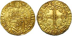 Charles V : old find of gold coins BRABANT, Duché, Charles Quint (1506-1555), AV florin d''or au saint Philippe, s.d. (1507-1520), Anvers. E latins. D/ Saint Philippe deb. de f., ten. devant lui l''éc