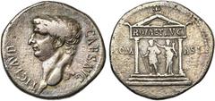 ROMAN EMPIRE : AUGUSTE - NERVA CLAUDE (41-54), AR cistophore, s.d. (41-42), Pergame. D/ TI CLAVD- CAES AVG T. nue à g. R/ Temple distyle sur quatre degrés. A l''intérieur, l''empereur en habit militai