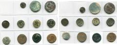 ROMAN PROVINCIAL COINS ESPAGNE, lot de 11 p., dont: Carteia, semis, Tyché/Amour chevauchant un dauphin; Colonia Emerita, dupondius, T. de Tibère à g./Porte monumentale; Colonia Romula, dupondius, T. d