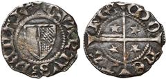 COLLECTION ANTHONY LORRAIN – COINS OF METZ FRANCE, METZ, Ville, billon angevine (quart de denier), avant 1456. D/ Ecu de la ville. R/ Croix longue cantonnée de quatre étoiles. Flon 523, 2; coll. Rober