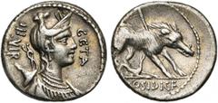 ROMAN REPUBLIC C. Hosidius Geta, AR denier, 68 av. J.-C., Rome. D/ B. de Diane à d., arc et carquois sur l''épaule. Devant, GETA. Derrière, III·VIR. R/ C HOSIDI C F Sanglier à d., transpercé par une l