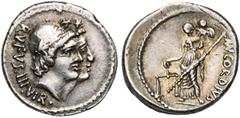 ROMAN REPUBLIC Mn. Cordius Rufus, AR denier, 46 av. J.-C., Rome. D/ RVFVS III VIR T. accolées des Dioscures à d., coiffés du pileus lauré, surmonté d''une étoile. R/ MN CORDIVS Vénus deb. à g., ten. u