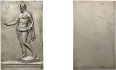 MEDALS BELGIQUE, médaille, 1904, Devreese. Statue de Septime Sévère. Epreuve d''auteur uniface. D/ La statue de l''empereur de trois-quarts à g. Willenz 31 var.; Poels et al., Devreese, 36. 73 x 43mm 