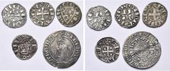 MIDDLE AGES: ALLEMAGNE - ITALY FRANCE, lot de 5 p.: Béarn, denier, 12e-13e s., type immobilisé au nom du comte Centulle (2); Bretagne, Jean Ier (1237-1286), denier à l''écu; Franche-Comté, denier au t
