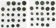 Empire romain - Roman Empire lot de 23 bronzes: Dioclétien, follis, R/ Moneta; Maximien Hercule, follis, R/ Génie; Constance Chlore, antoninien, R/ VOT XX; follis, R/ Génie; Maxence, follis, R/ Roma a