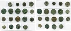 Monnaies provinciales romaines-Axoum - Roman Provincial coins-Axum lot de 18 bronzes, dont: Espagne, Colonia Patricia, Auguste, R/ Apex et simpulum; Macédoine, atelier indéterminé, Tibère, R/ Deux prê