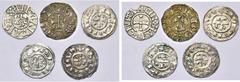 Moyen Age - Middle Ages FRANCE, lot de 5 p.: Carolingiens, denier, Le Mans, au type immobilisé de Charles le Simple, 1e moitié du 10e s.; Royaume de Bourgogne, Conrad le Pacifique, denier au calvaire,