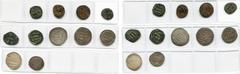 Monnaies islamiques – Islamic coins lot of 11 pcs, including: Arab-Byzantine, copper fals (5, various types); Umayyad, al-Walid I, dirham, AH 92, Wasit; Umayyad of Spain, al-Hakam I, dirham, AH 198, a
