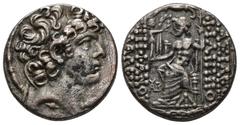 GRECIA ANTIGUA GRECIA ANTIGUA. REINO SELÉUCIDA. Filiipo Filadelfos (emisiones póstumas). Tetradracma. Antioquía del Orontes (post. 83 a.C.). A/ Cabeza diademada a der. R/ Zeus sentado a izq. con cetro