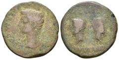 HISPANIA ANTIGUA HISPANIA ANTIGUA. IULIA TRADUCTA. Augusto. Dupondio. A/ Cabeza a izq.; delante PERM CAES detrás AVG. R/ Cabezas opuestas de Cayo y Lucio; C L CAE(S)/ IVL TRAD. I-1610. AE 18,57 g. 31,