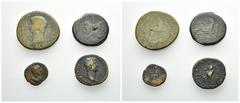 IMPERIO ROMANO. Lote de 4 piezas: 1 as romano-republicano de Atilia, 1 dupondio de Adriano, 1 sestercio de Nero Claudio Drudo y 1 denario forrado de Adriano. De MC a MBC-.