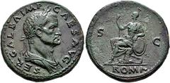 ROMAN EMPIRE ROMAN EMPIRE. GALBA. Sestertius. Rome (68- 69 AD). Laureate and draped bust right; SER GALBA IMP CAES AVG. Rev. Roma seated left on cuirass, leaning on a shield and holding a spear, S-C, 