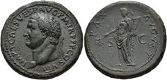 ROMAN EMPIRE ROMAN EMPIRE. TITUS. Sestertius. Rome (80- 81 AD). Laureate head left; IMP T CAES VESP F AVG P M TR P P P COS VIII. Rev. Pax with branch and cornucopia; PAX AVGVST, S-C. AE 27,34 g. 37,2 