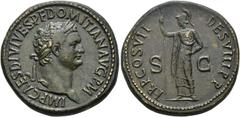 ROMAN EMPIRE ROMAN EMPIRE. DOMITIAN. Sestertius. Rome (81 AD). Laureate head right; IMP CAES DIVI VESP F DOMITIAN AVG P M. Rev. Minerva with spear left; S-C, TR P COS VII DES VIII P P. AE 27,92 g. 34,