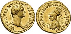 ROMAN EMPIRE ROMAN EMPIRE. DOMITIAN. Aureus. Rome (82 AD). Laureate head right; MP CAES DOMITIANVS AVG P M. Rev. Bust of Minerva with aegis and sceptre; TR POT IMP II COS VIII DES VIIII P P. AU 7,87 g