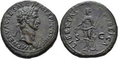 ROMAN EMPIRE ROMAN EMPIRE. NERVA. Sestertius. Rome (97 AD). Laureate head right. IMP NERVA CAES AVG P M TR P II COS III P P. Rev. Libertas with pileus and sceptre, S C, LIBERTAS PVBLICA. AE 24.8 g. 33
