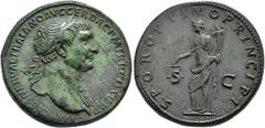 ROMAN EMPIRE ROMAN EMPIRE. TRAJAN. Sestertius. Rome (103-111). Laureate and draped head at shoulder right; IMP CAES NERVAE TRAIANO AVG GER DAC P M TR P COS V P P. Rev. Aequitas with balance scale and 