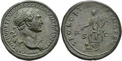ROMAN EMPIRE ROMAN EMPIRE. TRAJAN. Sestertius. Rome (103-111). Laureate head with aegis right; IMP CAES NERVAE TRAIANO AVG GER DAC P M TR P COS V P P. Rev. Pax with cornucopia and branch l.eft, steppi