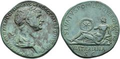 ROMAN EMPIRE ROMAN EMPIRE. TRAJAN. Sestertius. Rome (112-114). Laureate and draped bust right; IMP CAES NER TRAIANO OPTIMO AVG GER DAC P M TR P COS VI P P. Rev. Personification of the Via Traiana on t