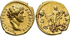 ROMAN EMPIRE ROMAN EMPIRE. MARCUS AURELIUS. Under Antoninus Pius. Aureus. Rome (144 AD). Head right; AVRELIVS CAE-SAR AVG PII F. Rev. Hilaritas with conucopia and big palm left; on the sides COS -DES 