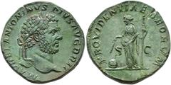 ROMAN EMPIRE ROMAN EMPIRE. CARACALLA. Sestertius. Rome (211-213). Laureate head right. M AVREL ANTONINVS PIVS AVG BRIT. Rev. Providentia left with sceptre and rod pointing globe at her feet; PROVIDENT