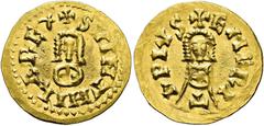 VISIGOTHIC KINGDOM VISIGOTHIC KINGDOM. SUINTHILA. Tremissis. Emerita. AU 1.54 g. 18.6 mm. CNV-327.2. Traces of original luster. EF. / REINO VISIGODO. SUINTHILA. Tremissis. Emerita. AU 1,54 g. 18,6 mm.