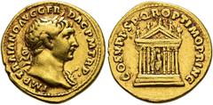 COLLECTION OF IMPERIAL AUREI COLLECTION OF IMPERIAL AUREI. TRAJAN. Aureus. Rome (103-111). Laureate head with aegis right; IMP TRAIANO AVG GER DAC P M TR P. Rev. Octastyle temple with statue inside; C