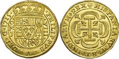 Philip V. 8 escudos, 1715, Mexico, J, "Royal" type, Large rosettes in the reverse legend. AU 26,94 g. 34,8 mm. AC-2196. Onza-401. Encapsulated by NGC MS 68 Fleet "Top Pop" (2915286-001). Finest known 